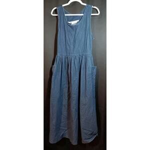 VTG Silver Fern Mackenzie Large Denim Jumper Maxi Jean Dress Pockets New Zealand